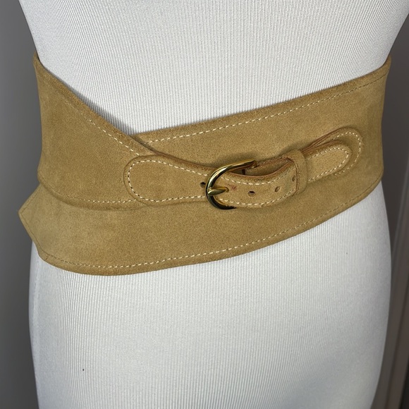 J. Crew Leather Suede Belt Waist Cincher L Tan Beige